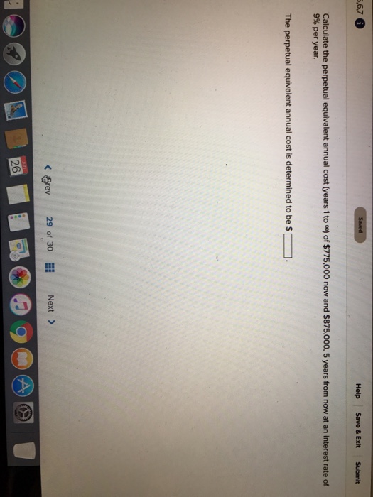 Solved calculate the perpetual equivalent annual cost years chegg