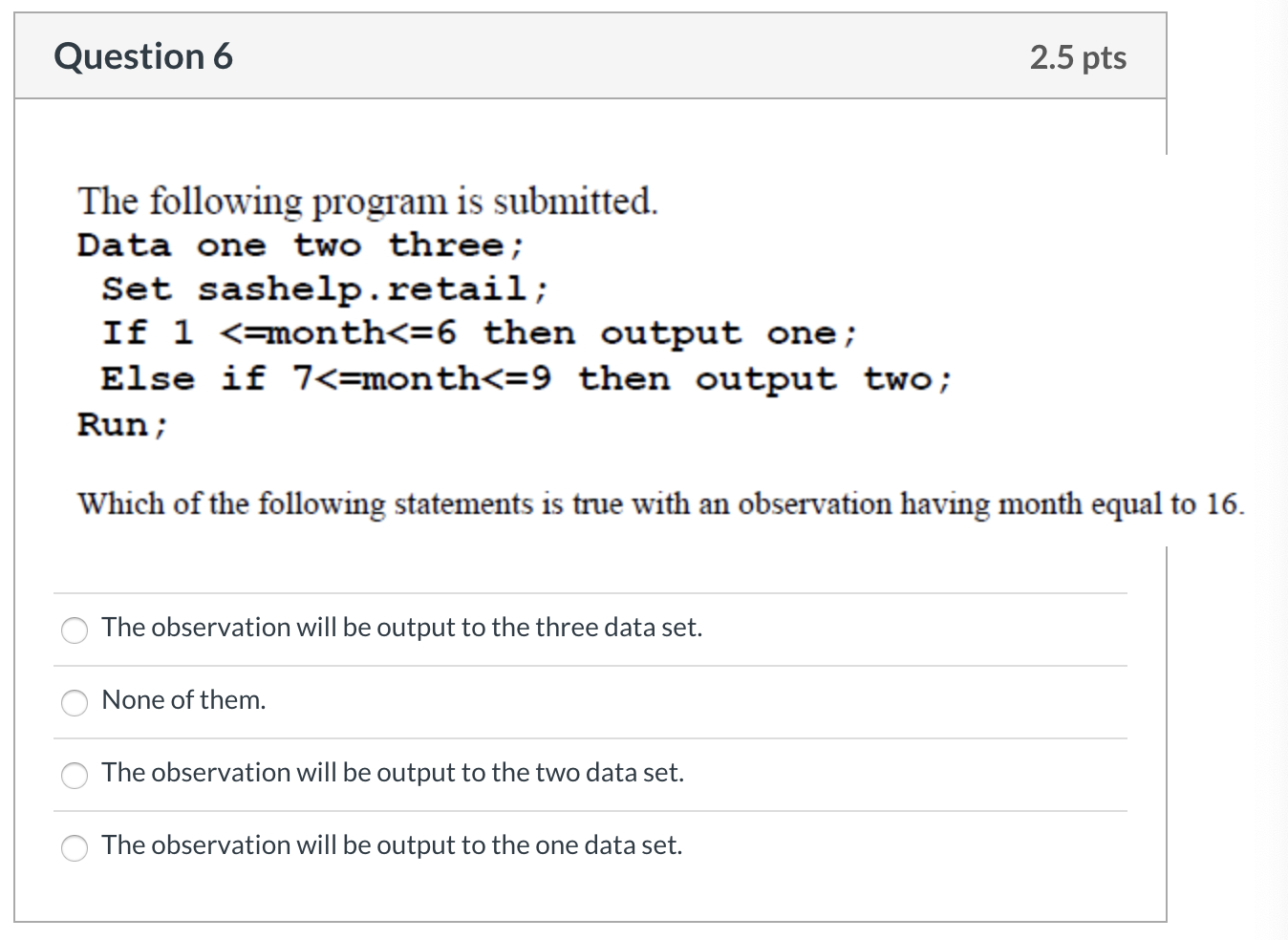 Solved Question 6 2.5 pts The following program is | Chegg.com