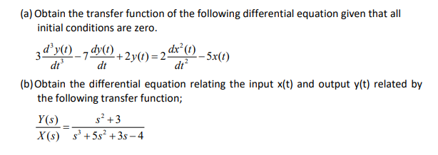 Solved (a) Obtain the transfer function of the following | Chegg.com