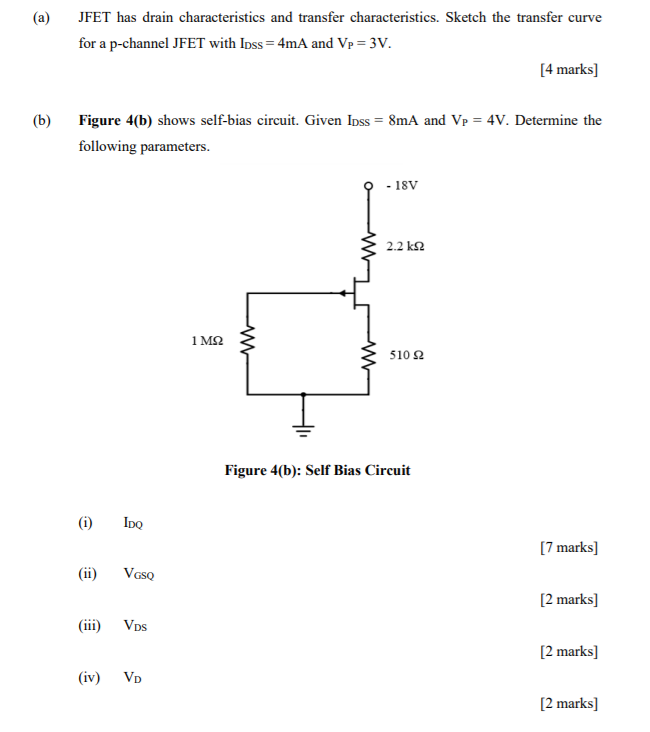 Solved (a) JFET has drain characteristics and transfer | Chegg.com