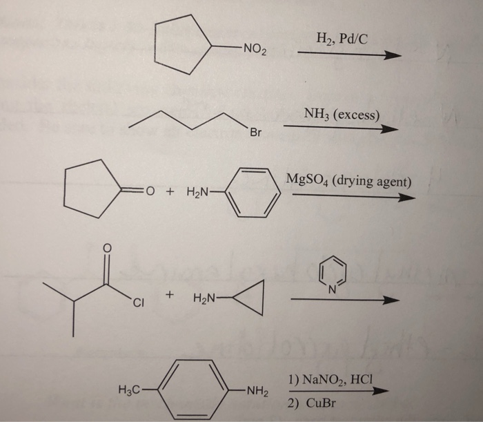 Solved H2, Pd/C NO2 NH3 (excess ﹀/\、Br MeSO4 (drying agent)