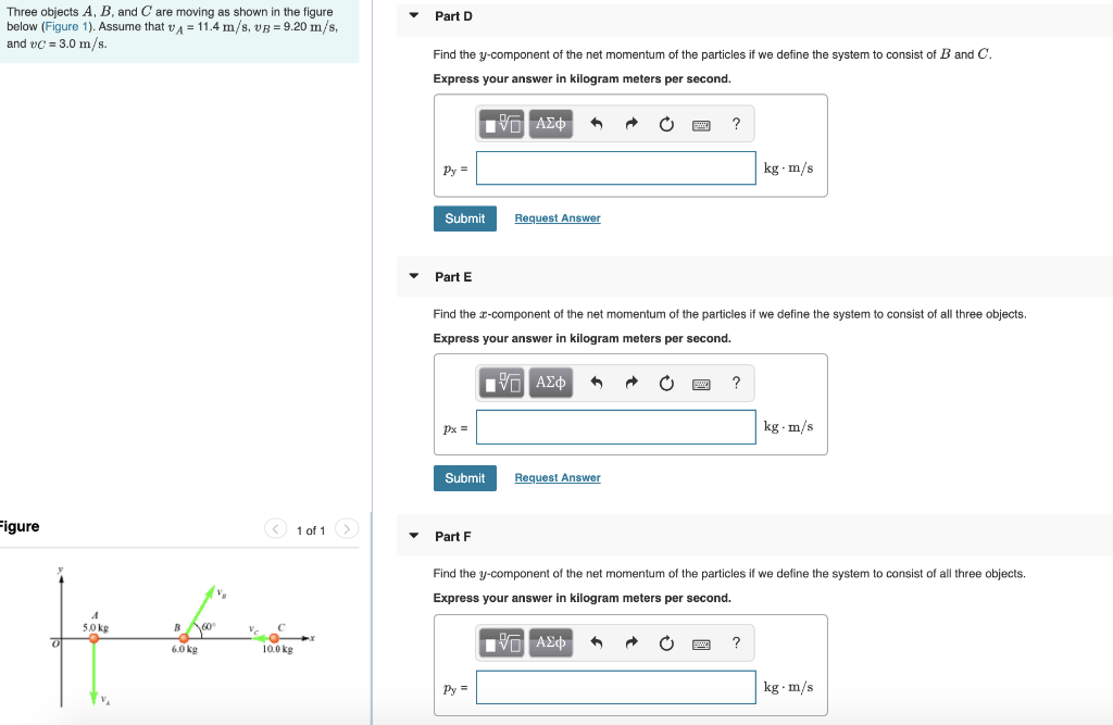 Solved Three objects A, B, and C are moving as shown in the | Chegg.com