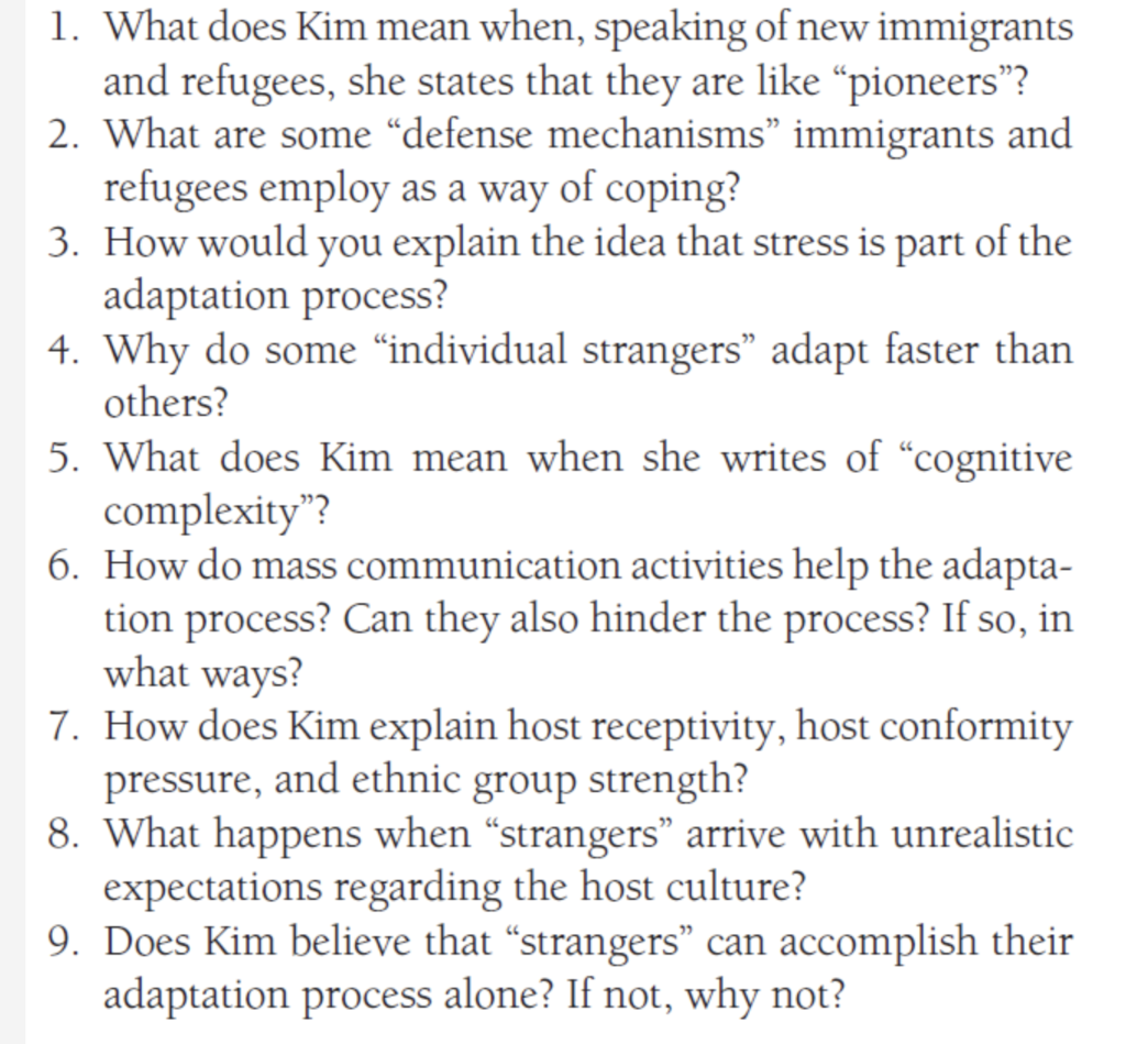 Solved 1 What Does Kim Mean When Speaking Of New Chegg