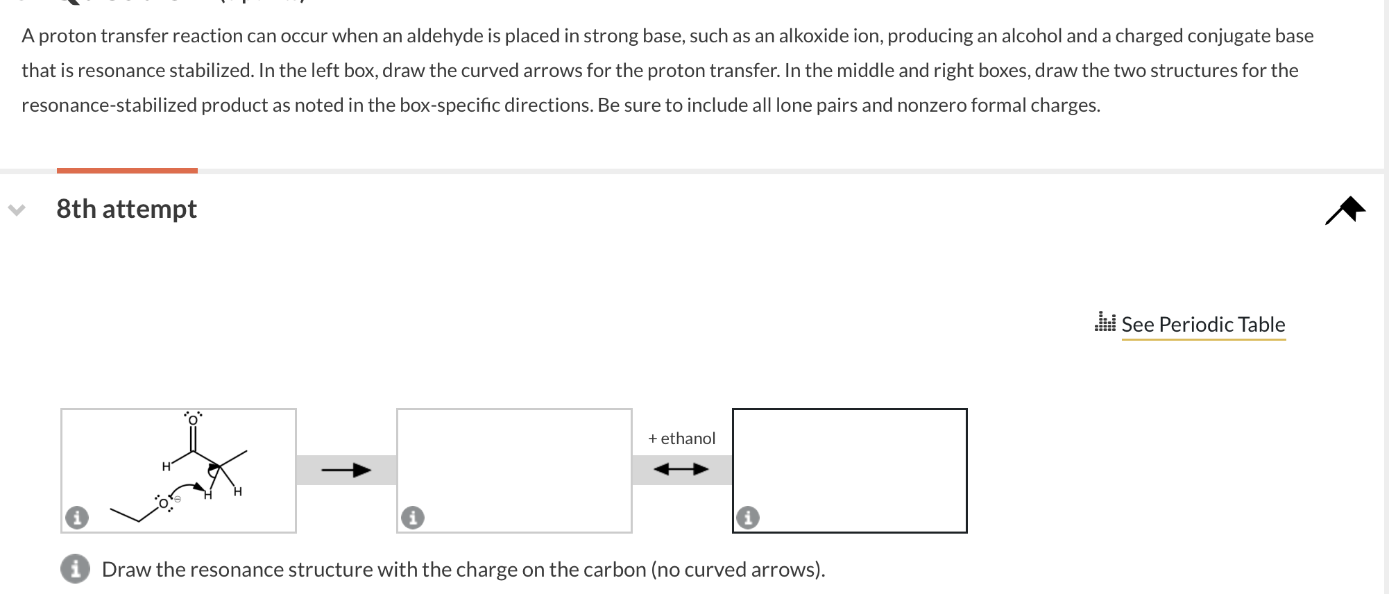 A proton transfer reaction can occur when an aldehyde is placed in strong base, such as an alkoxide ion, producing an alcohol