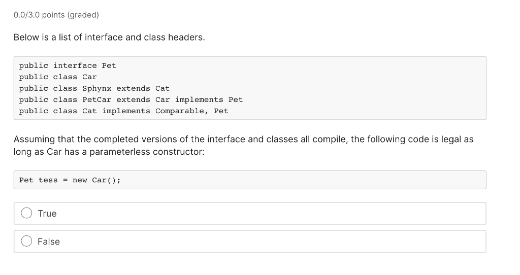 Solved 0.0/3.0 points (graded) Below is a list of interface | Chegg.com