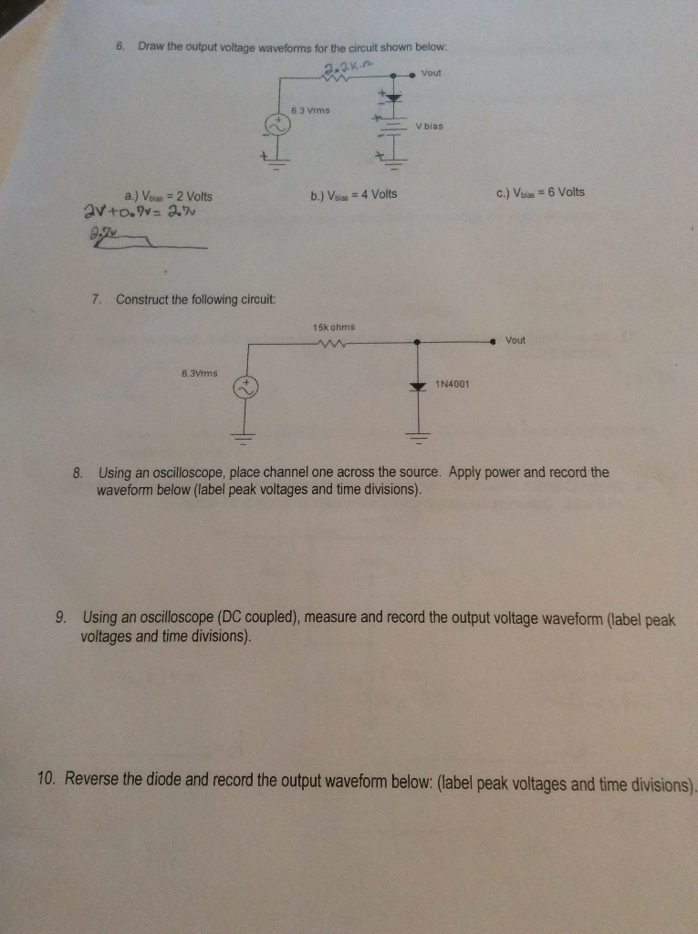 Solved 6. Draw the output voltage waveforms for the circuit | Chegg.com