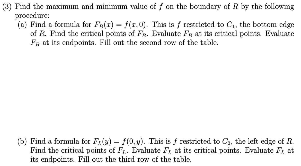 3 Find the maximum and minimum value of f on the Chegg