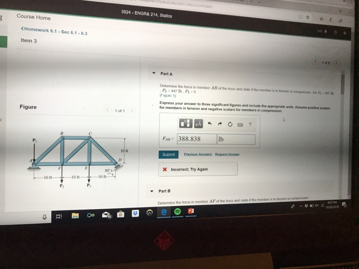 Solved 3524 ENGR& 214, Statics Course Home | Chegg.com