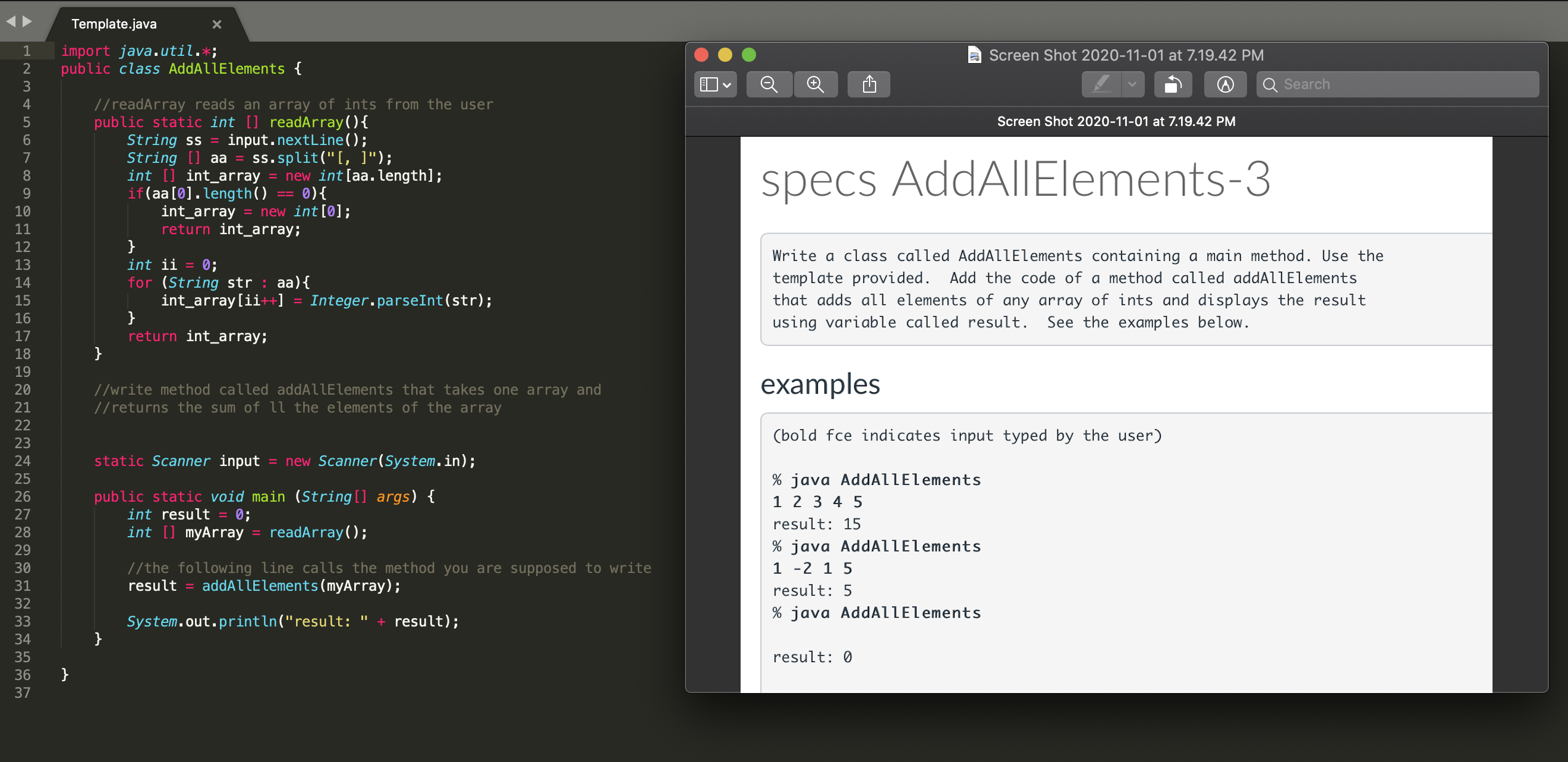 Solved In Java Here's the Template Write a class called | Chegg.com