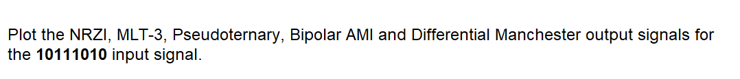 Solved Plot the NRZI, MLT-3, Pseudoternary, Bipolar AMI and | Chegg.com