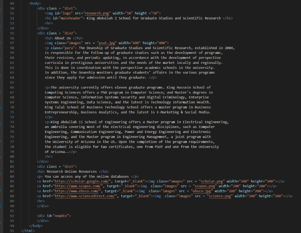 Solved Include your own javascript code or file to the | Chegg.com