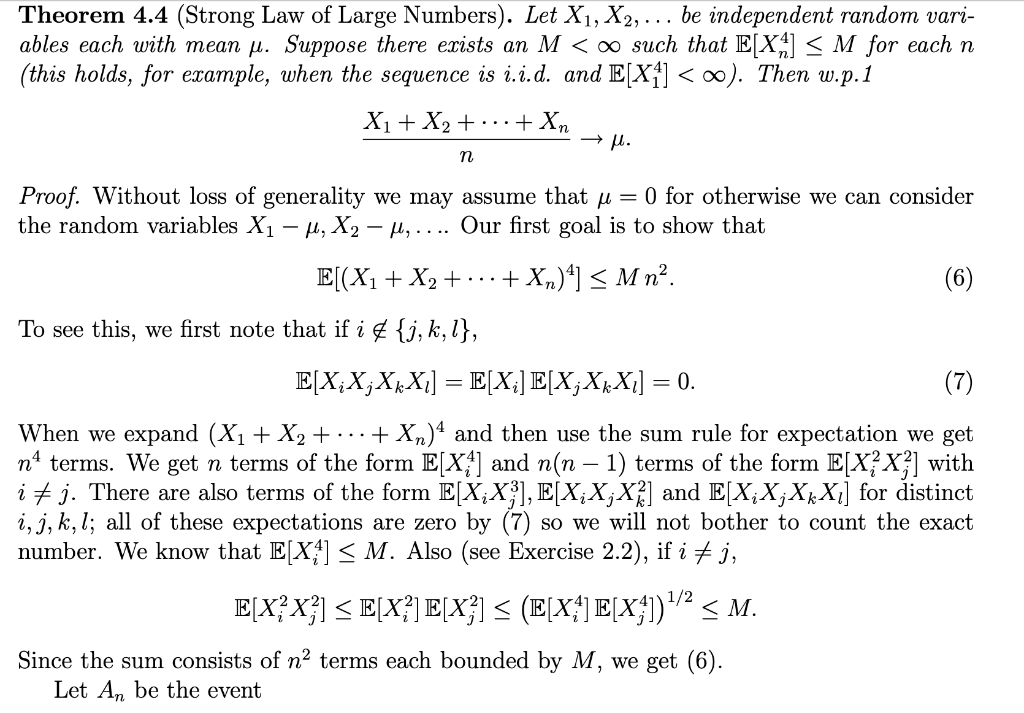Solved Theorem 4.4 (Strong Law of Large Numbers). Let X1, | Chegg.com