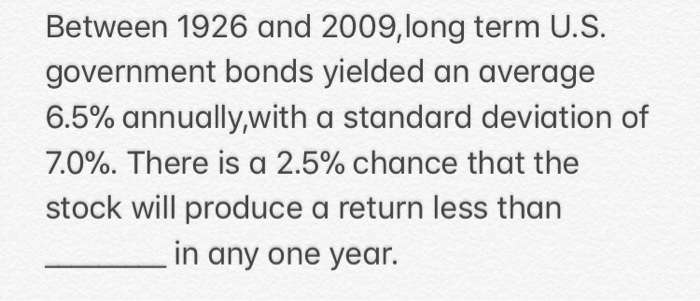 Solved Between 1926 And 2009,long Term U.S. Government Bonds | Chegg.com