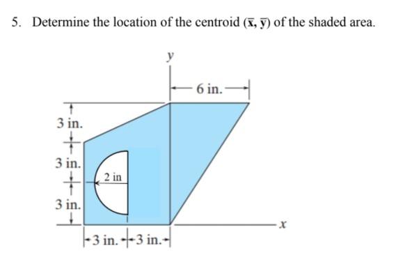 Solved 5. Determine the location of the centroid (1, y) of | Chegg.com