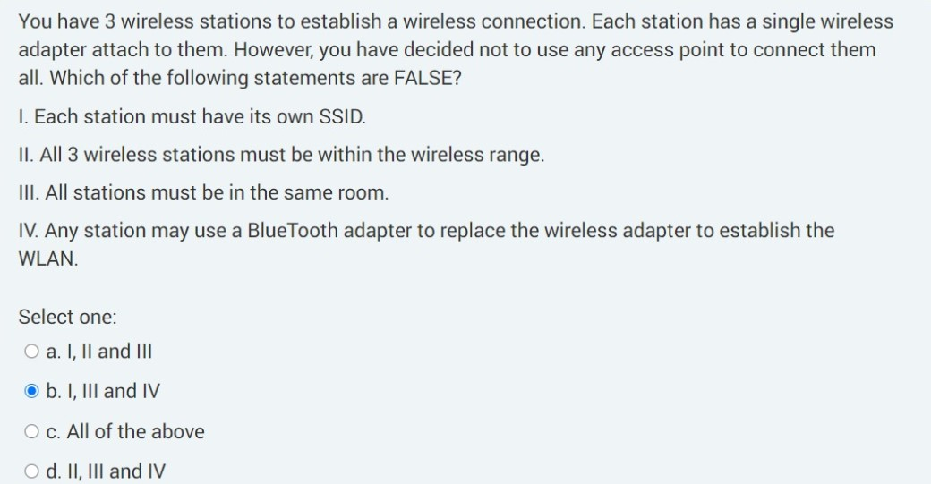 Solved You Have 3 Wireless Stations To Establish A Wireless | Chegg.com