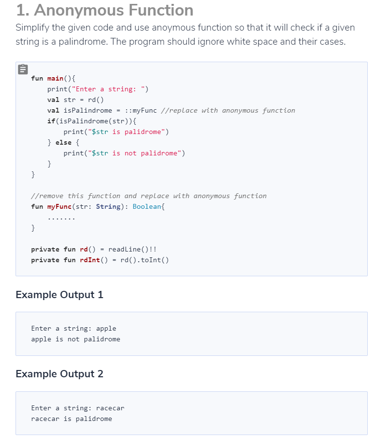 Solved 1. Anonymous Function Simplify the given code and use | Chegg.com