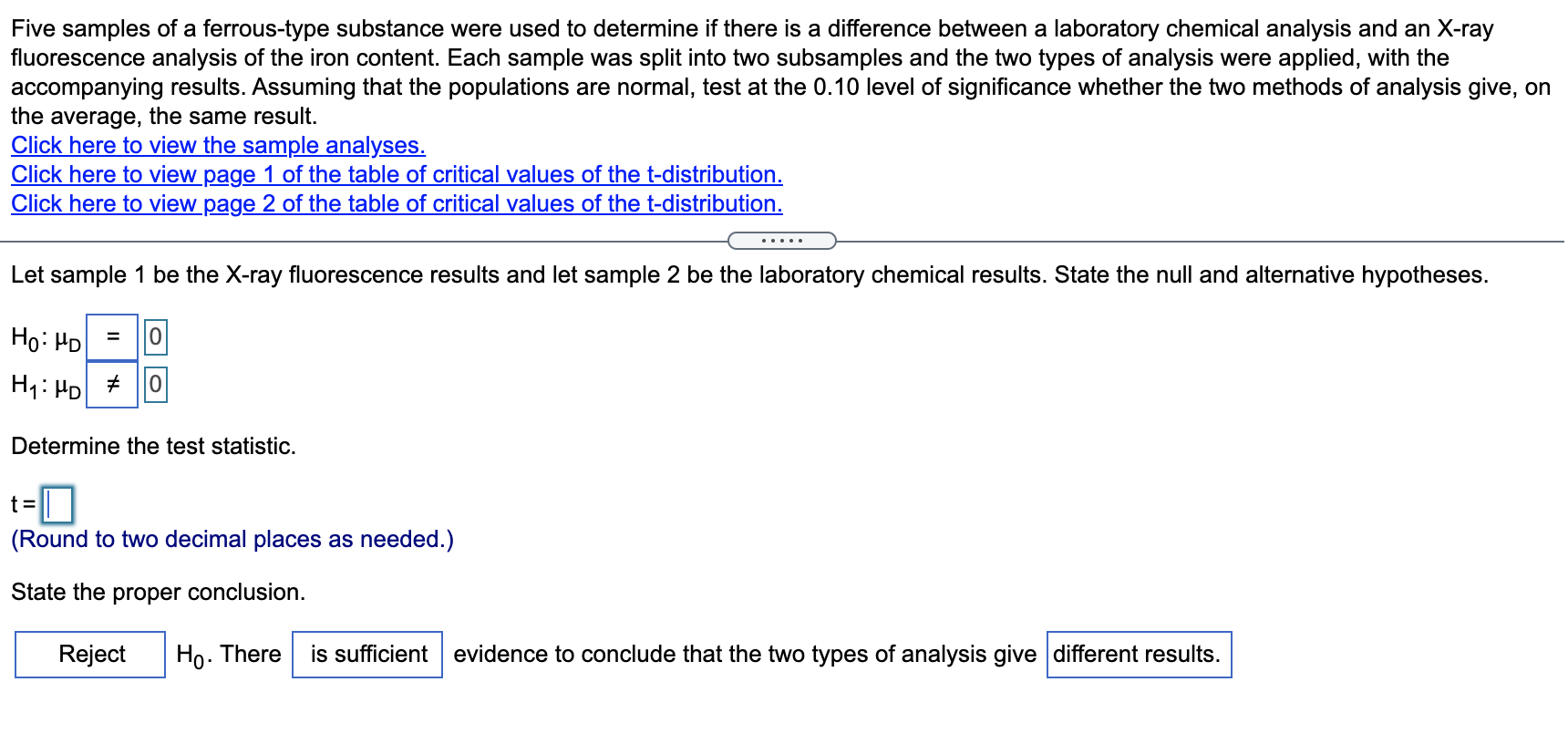 Solved Five samples of a ferrous-type substance were used to | Chegg.com