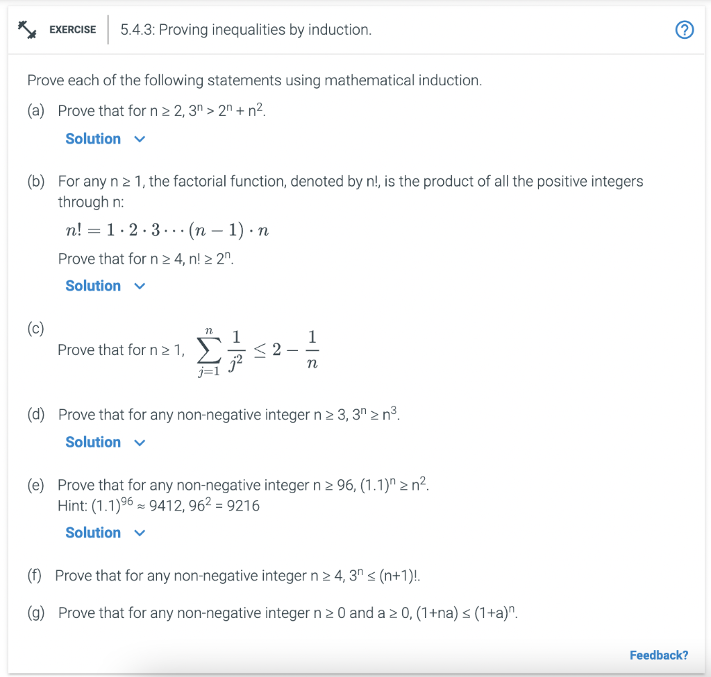 Solved 5.4.3: Proving Inequalities By Induction. Prove Each | Chegg.com