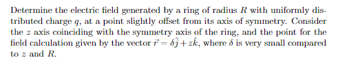 Solved Determine the electric field generated by a ring of | Chegg.com