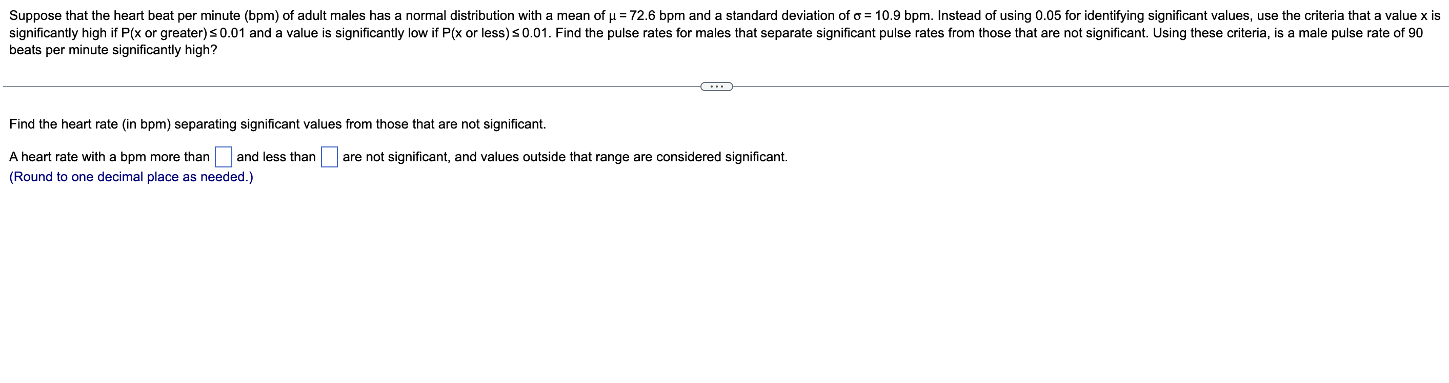 Solved Suppose that the heart beat per minute (bpm) of adult | Chegg.com