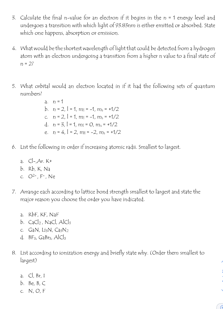 what is the energy value of an electron if n ∞