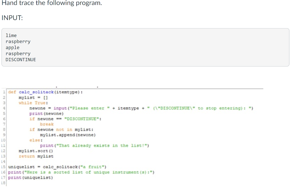 Solved Hand Trace The Following Program. INPUT: Lime | Chegg.com