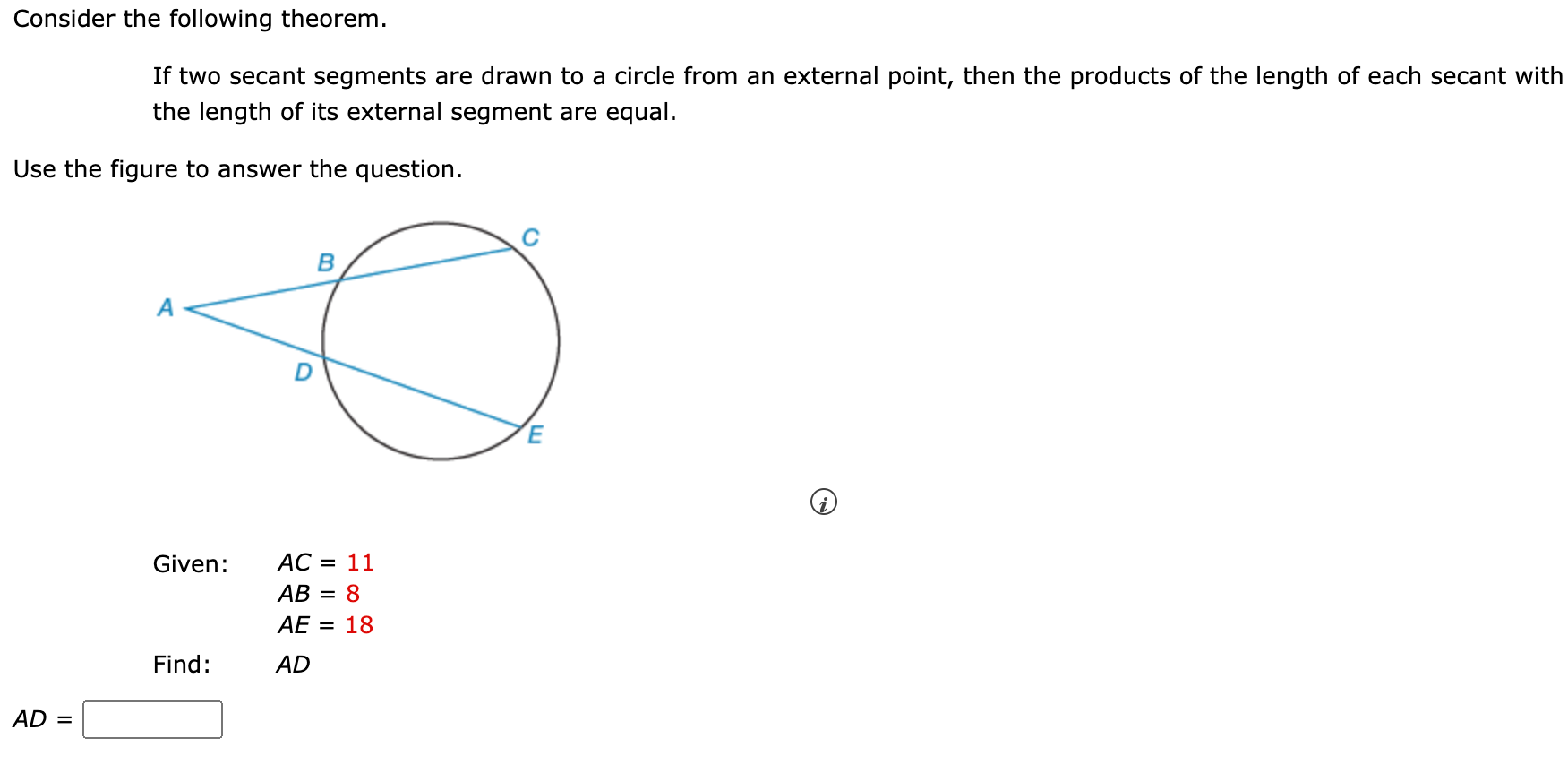 Solved onsider the following theorem. If two secant segments | Chegg.com