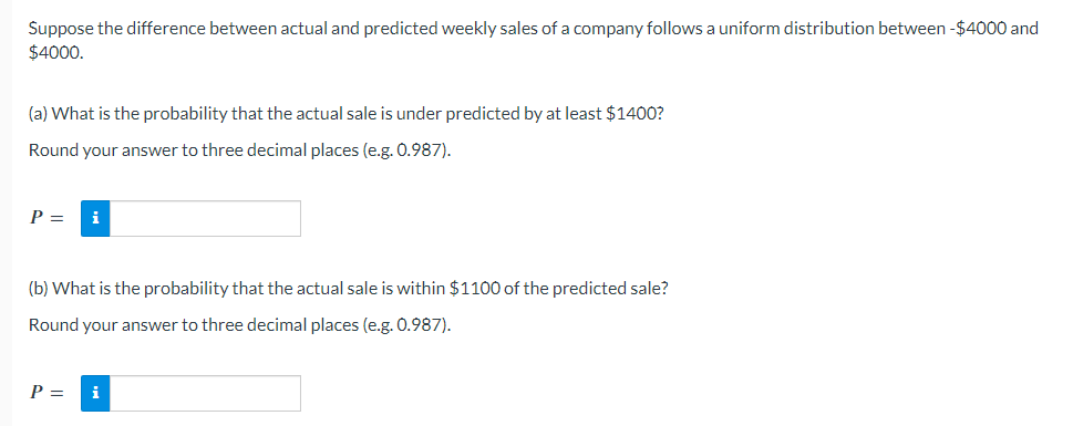 Solved Suppose the difference between actual and predicted | Chegg.com