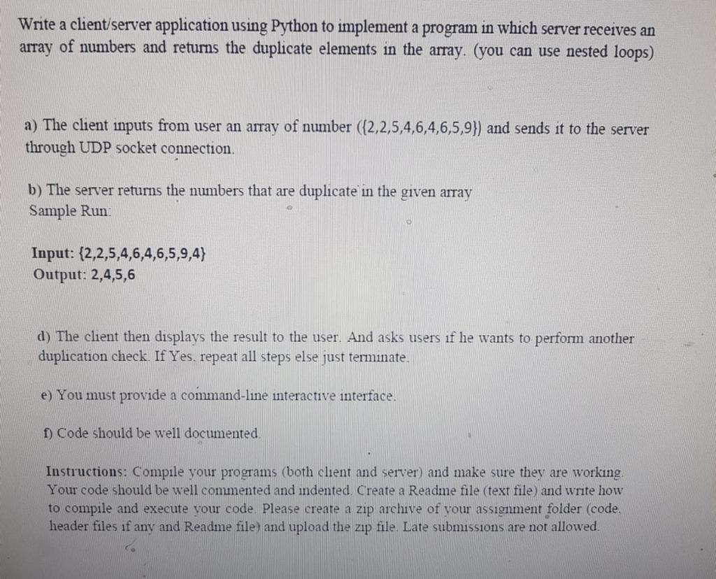 Solved Write a client/server application using Python to | Chegg.com