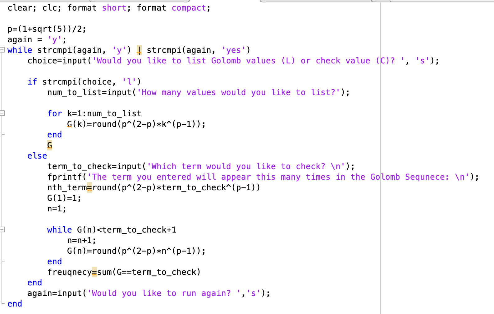 Solved MATLAB The Golomb Sequence is defined where the nth | Chegg.com