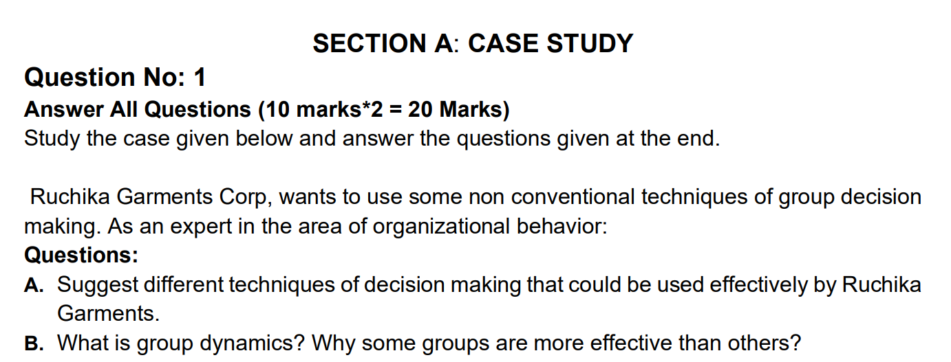 Solved SECTION A: CASE STUDY Question No: 1 Answer All | Chegg.com