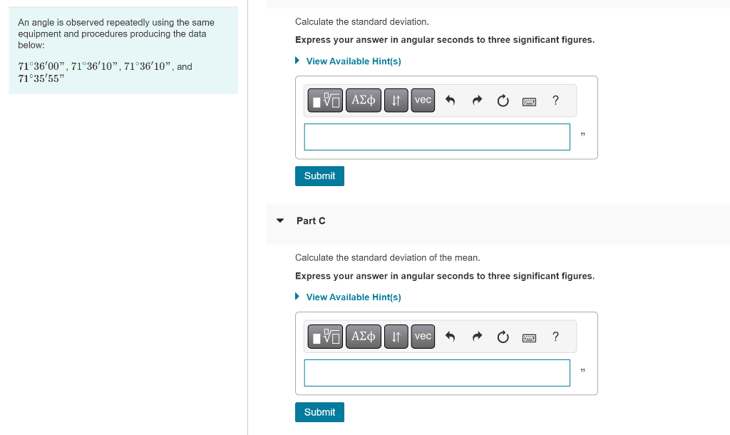 Solved An angle is observed repeatedly using the same | Chegg.com