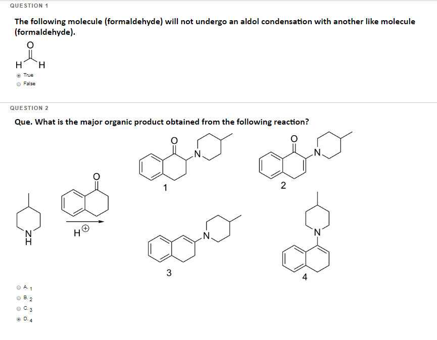 Solved QUESTION 1 The Following Molecule (formaldehyde) Will | Chegg.com