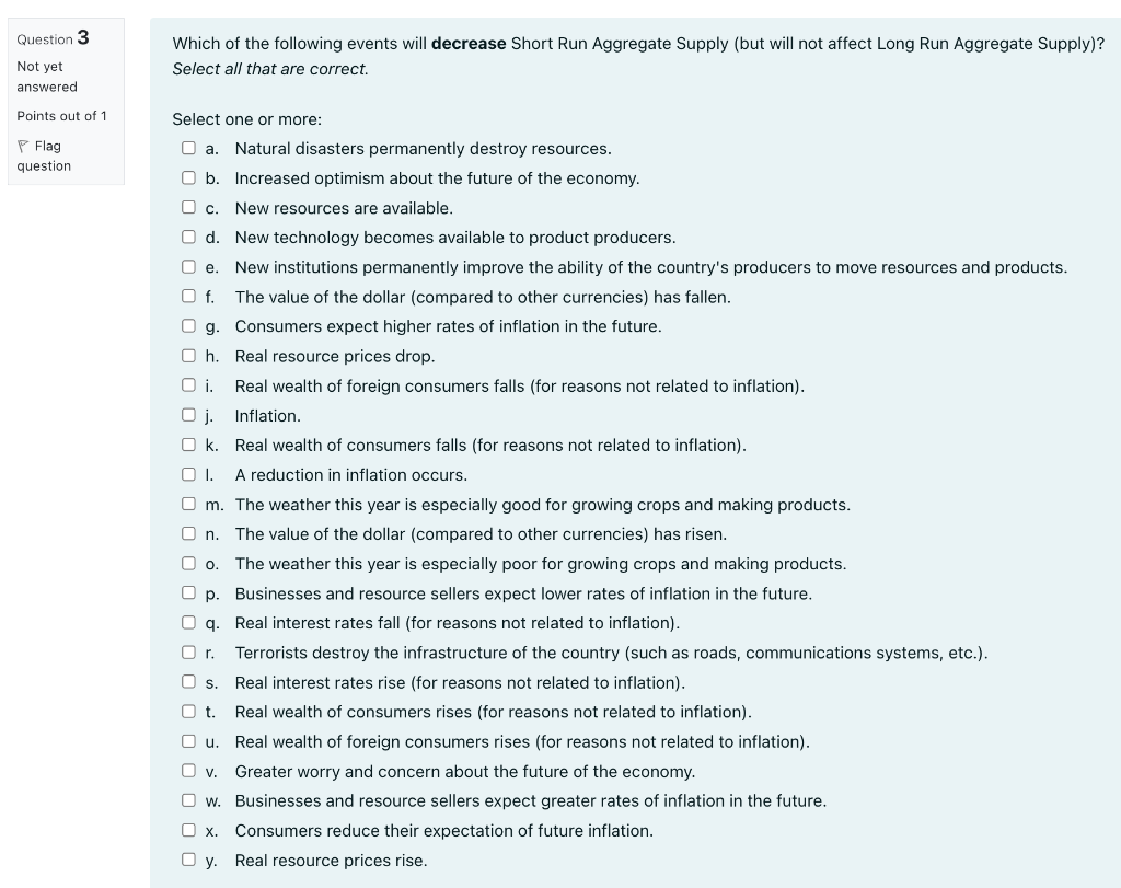 Solved Question 3 Which of the following events will | Chegg.com