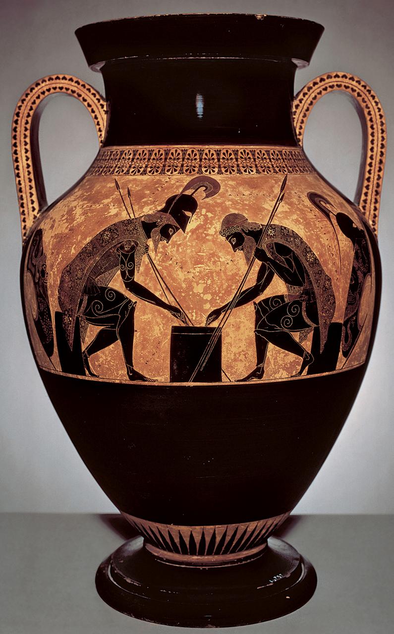 Achilles And Ajax Playing A Dice Game Andokides
