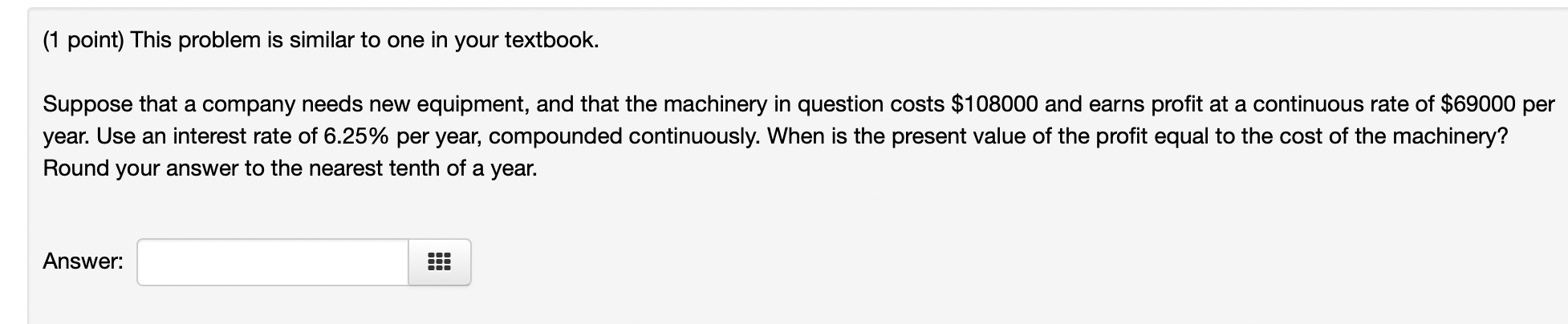 Solved (1 point) This problem is similar to one in your | Chegg.com