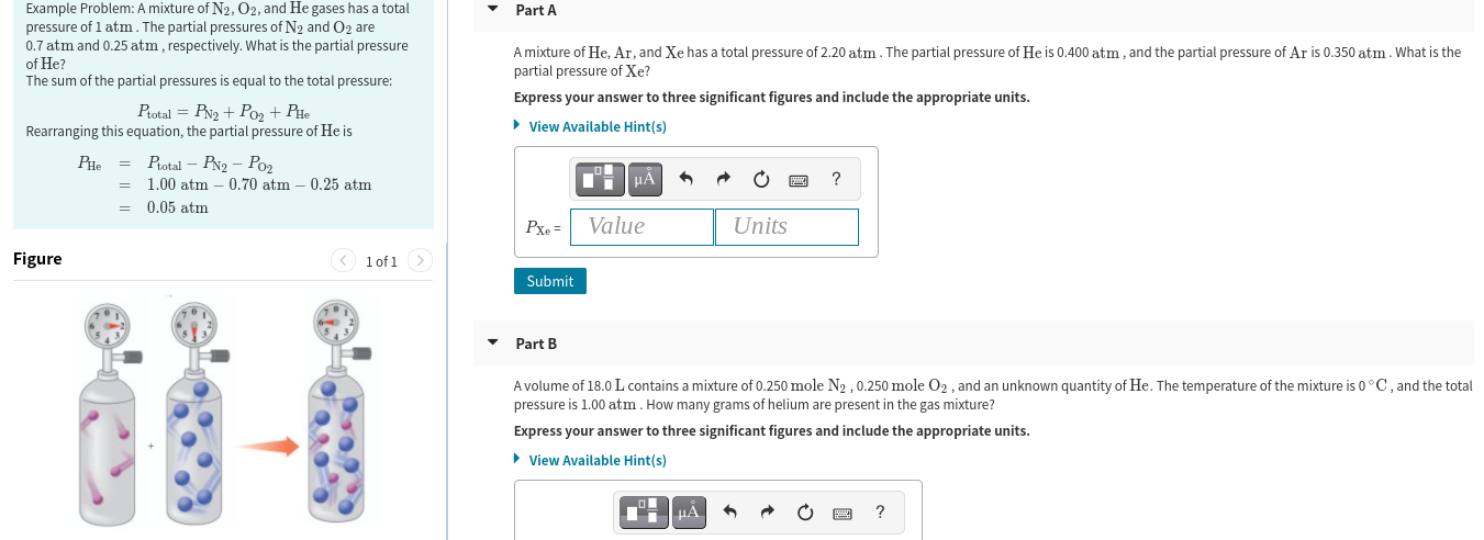 Solved Part A Example Problem: A mixture of N2, O2, and He | Chegg.com