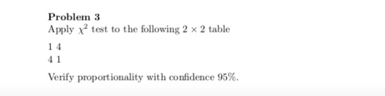 Solved Problem 3 Apply X2 test to the following 2 x 2 table | Chegg.com