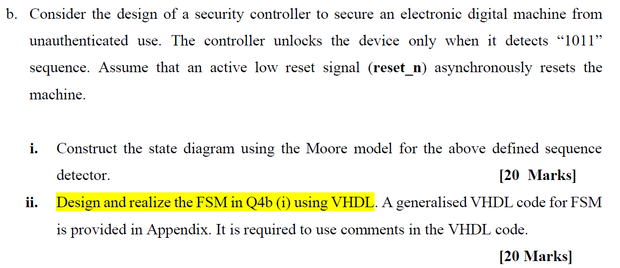 Solved b. Consider the design of a security controller to | Chegg.com