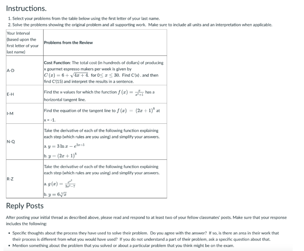 Solved Instructions. 1. Select Your Problems From The Table | Chegg.com