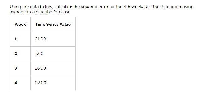 Solved Using the data below, calculate the squared error for | Chegg.com