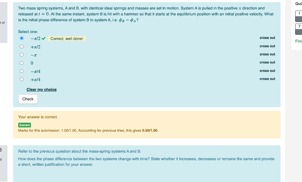 Solved Qui Two mass spring systems, A and B, with identical | Chegg.com