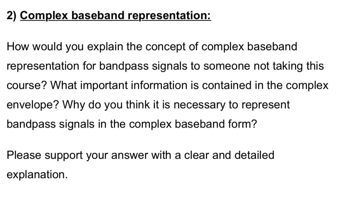 Solved 2) Complex baseband representation How would you