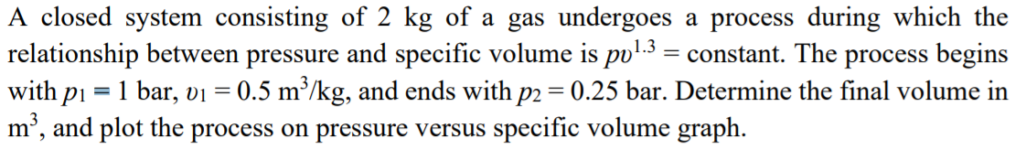 Solved A closed system consisting of 2 kg of a gas undergoes | Chegg.com