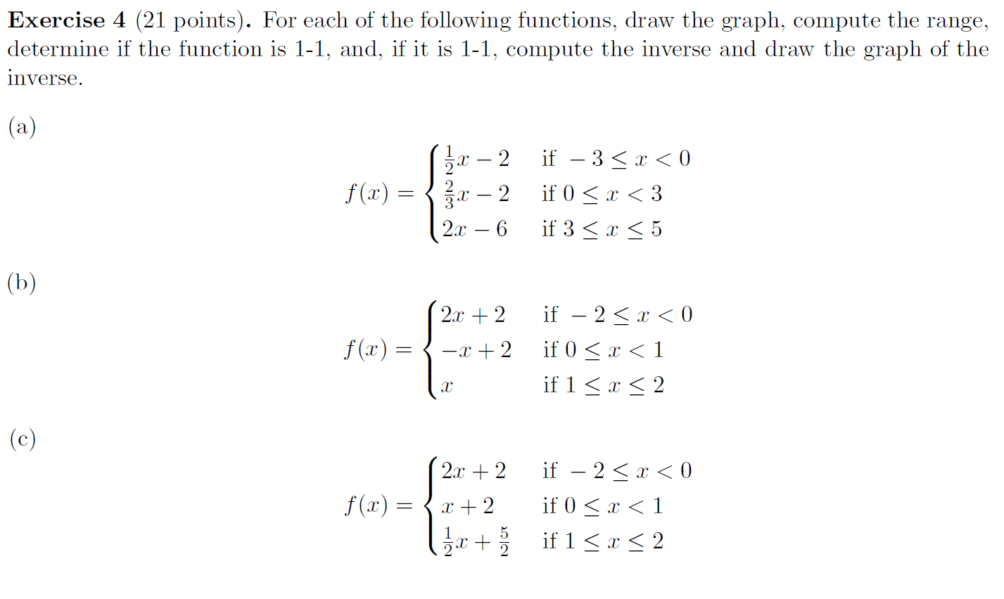 Solved Exercise 4 (21 Points). For Each Of The Following | Chegg.com