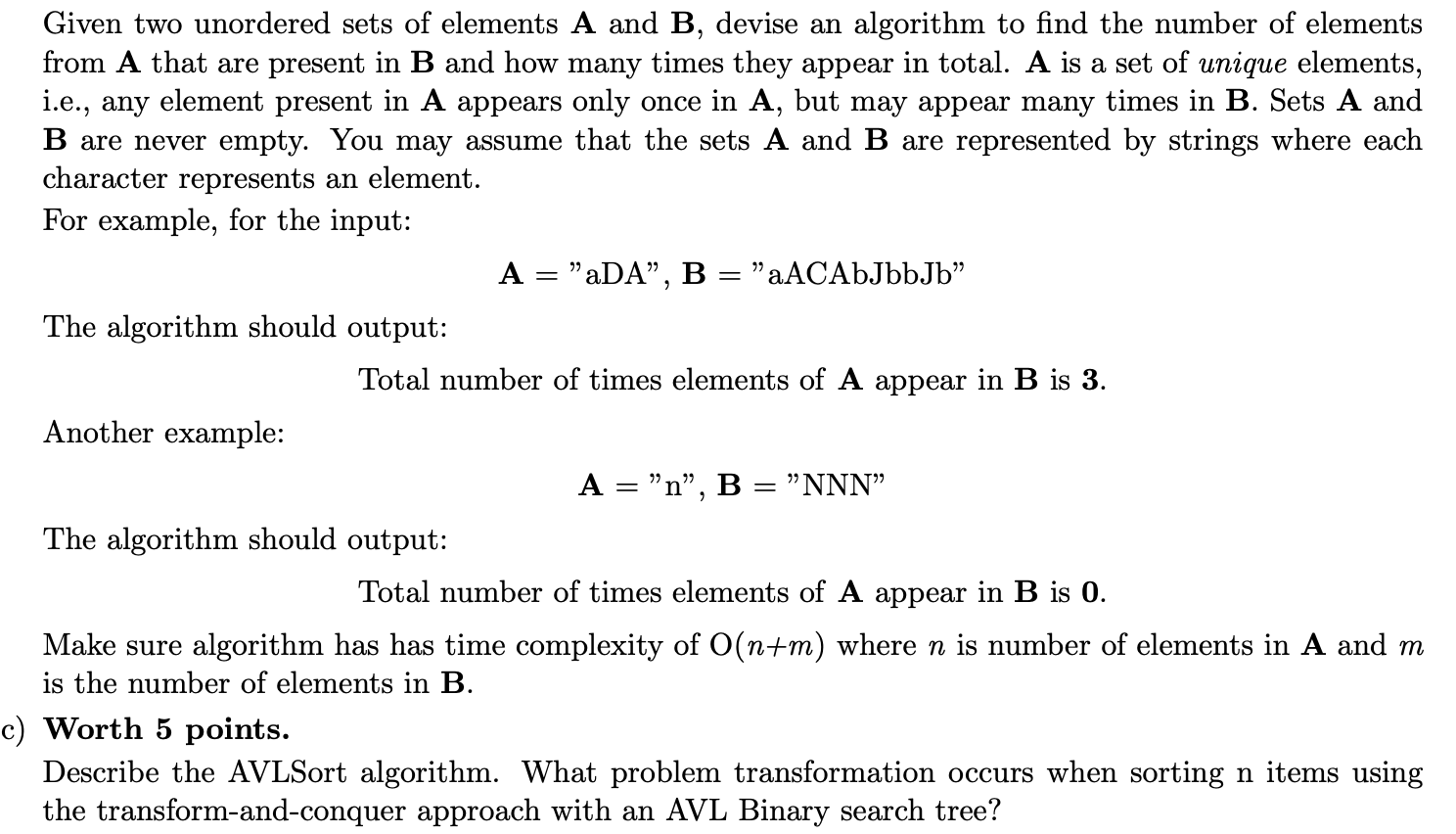 Solved 7 Given Two Unordered Sets Of Elements A And B, | Chegg.com ...