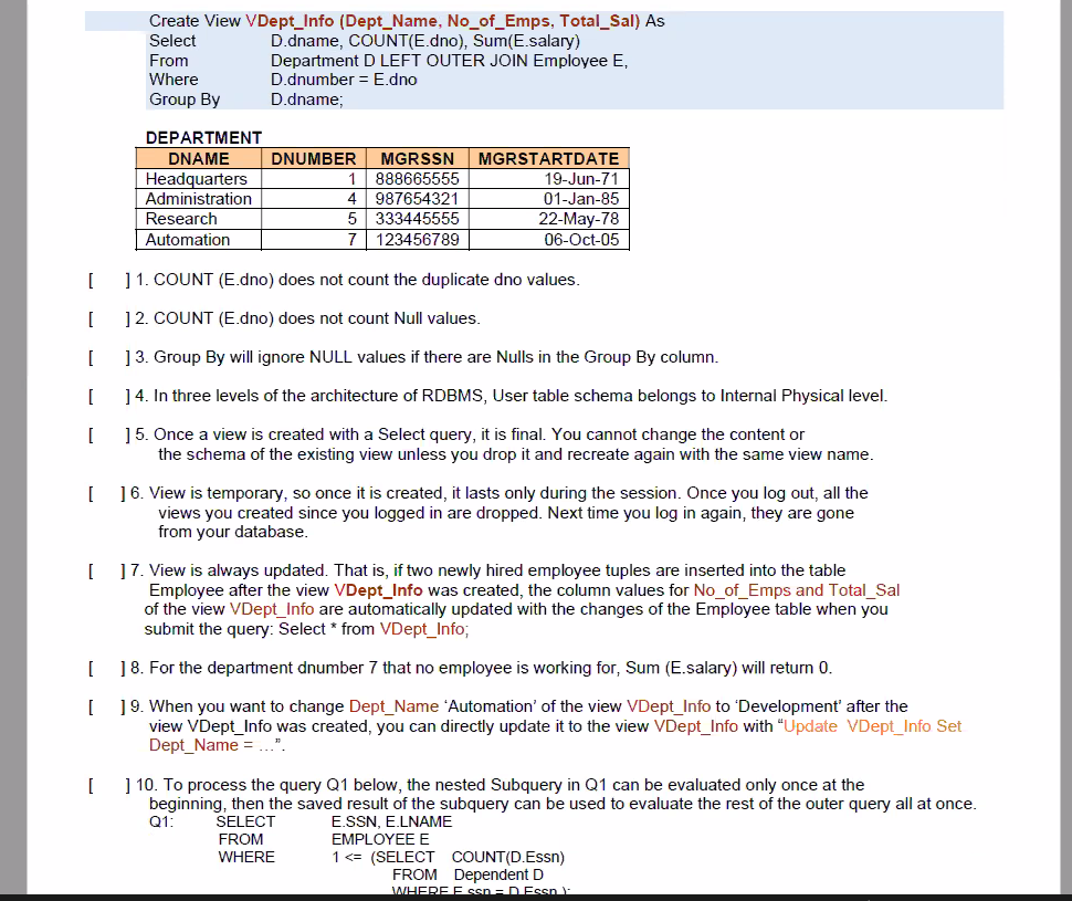 Solved 1. Answer T For True Or F For False For The Following | Chegg.com