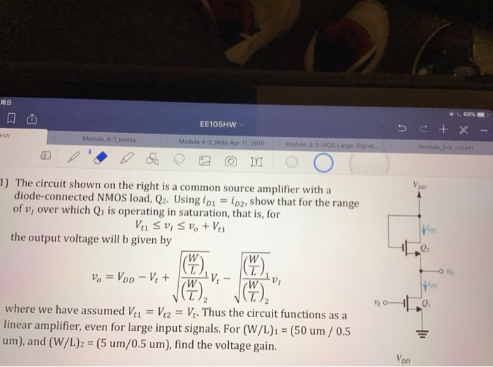 Solved The circuit shown on the right is a common source | Chegg.com