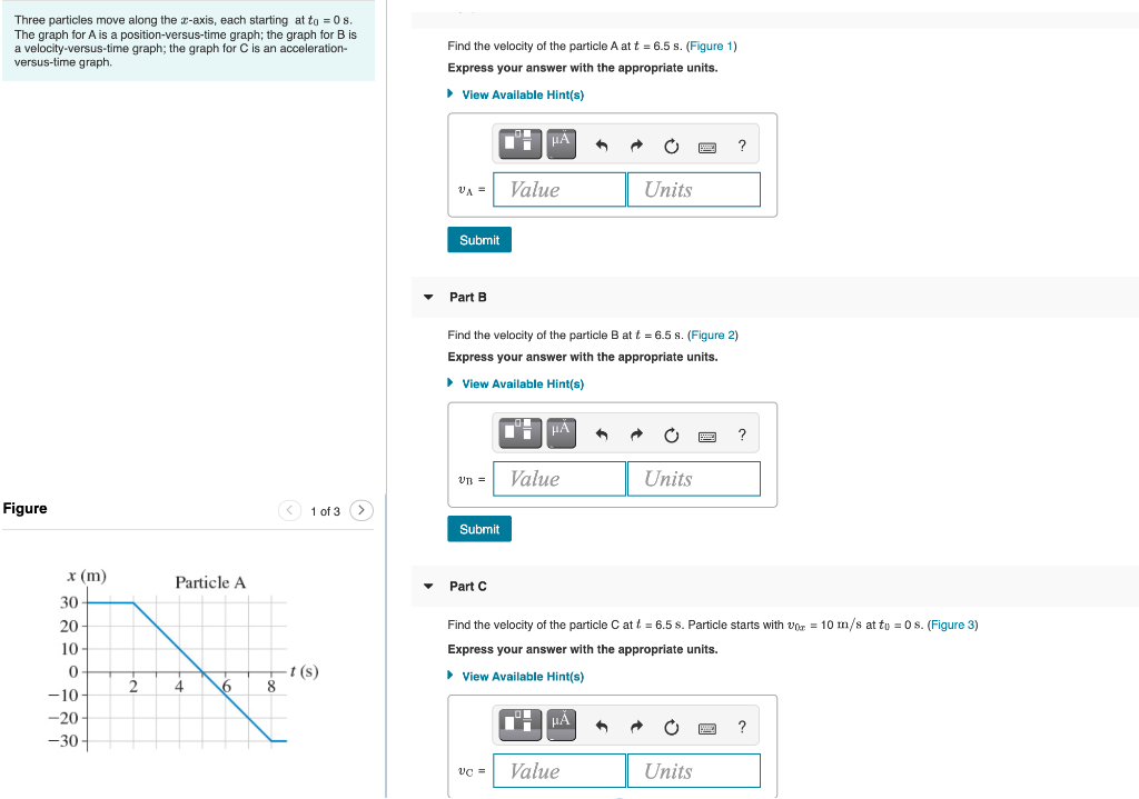 Solved Three particles move along the z-axis, each starting | Chegg.com