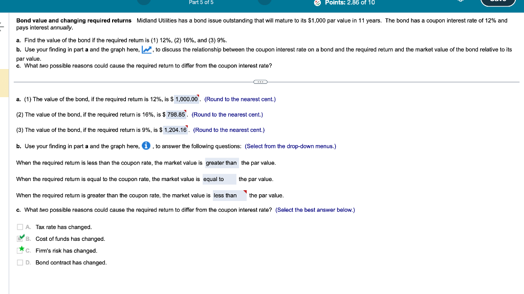 Solved Bond value and changing required returns Midland | Chegg.com